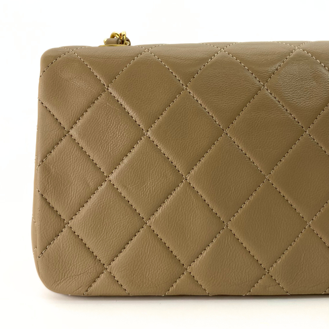 Misaki, 1 Series Mini Full Flap Beige Lambskin with seal and card