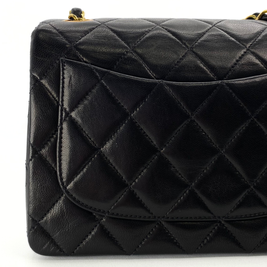 Leander, 3 Series Mini Square 17cm Black Lambskin with seal and card