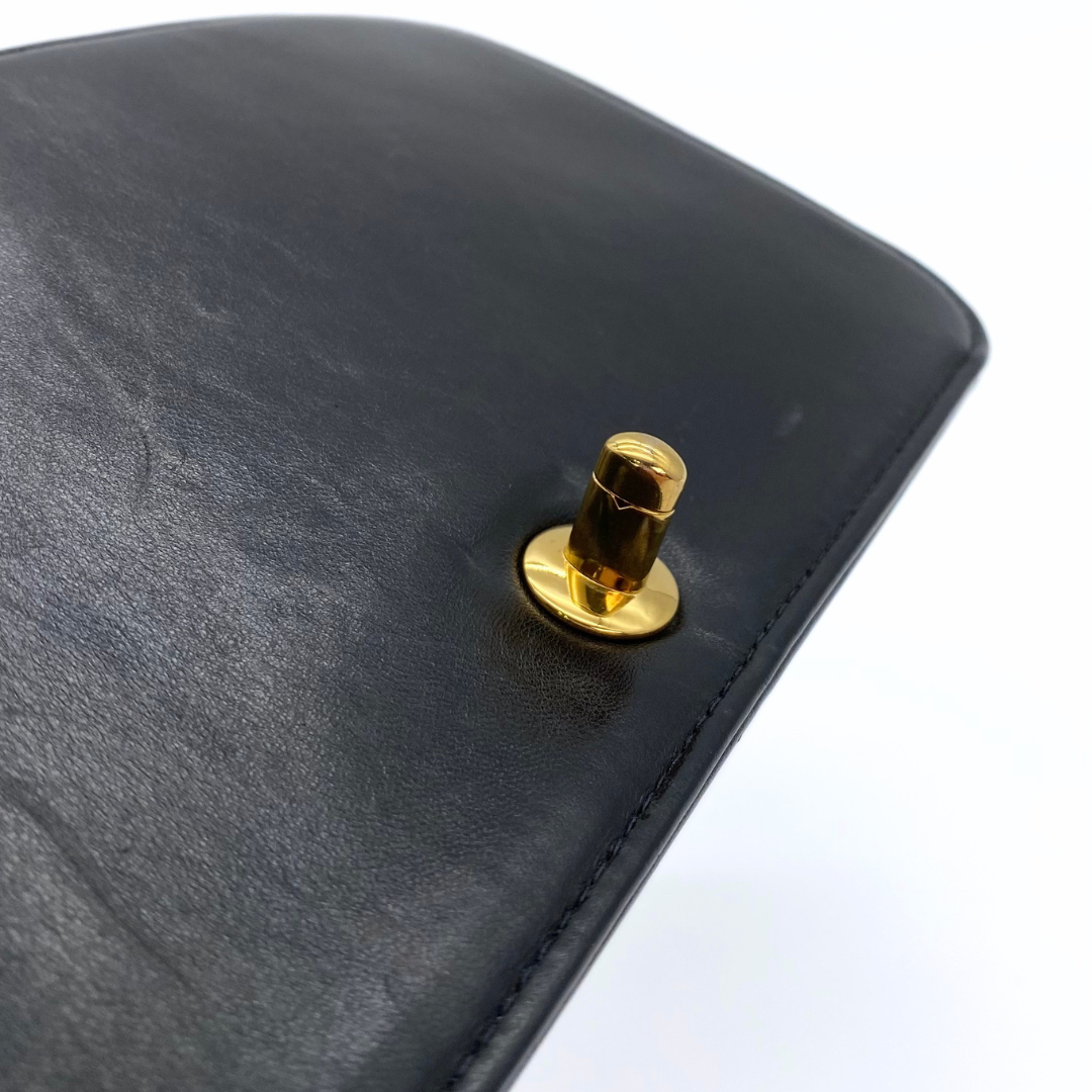 Boris, 6 Series Small Full Flap Black Lambskin with seal and card