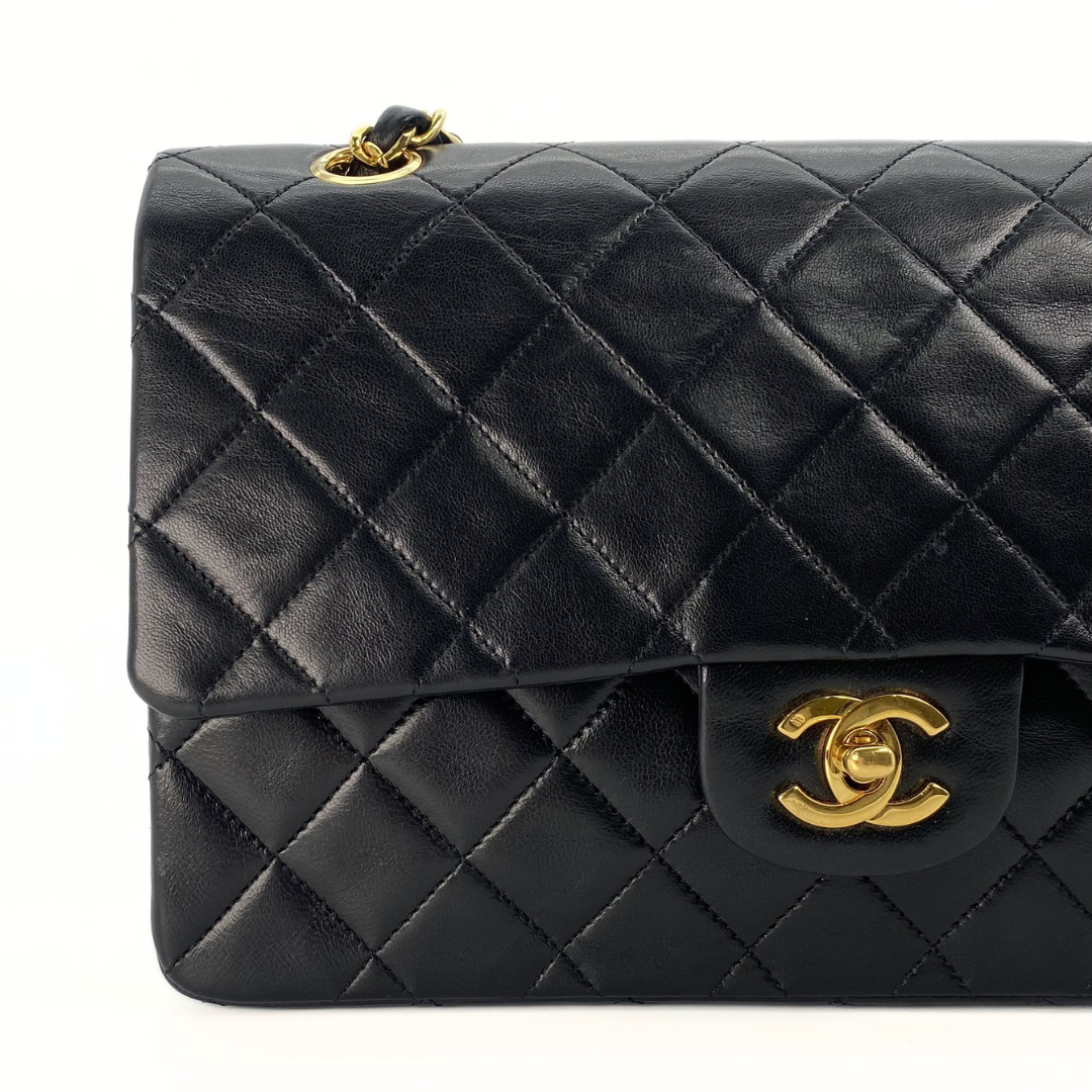 Bodhi, 0 Series Medium Classic Flap Black Lambskin with seal and card