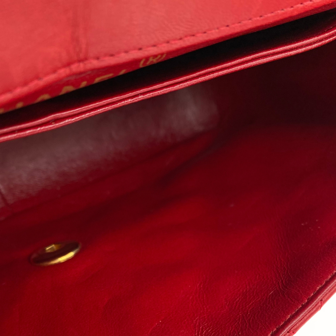 Hiroki, 1 Series Red Lambskin Horizon Flap Gold Hardware with seal only