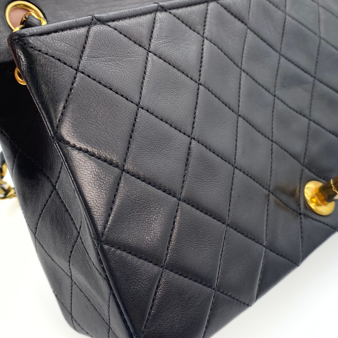 Evadne, 1 Series Small Full Flap Black Lambskin with seal and card