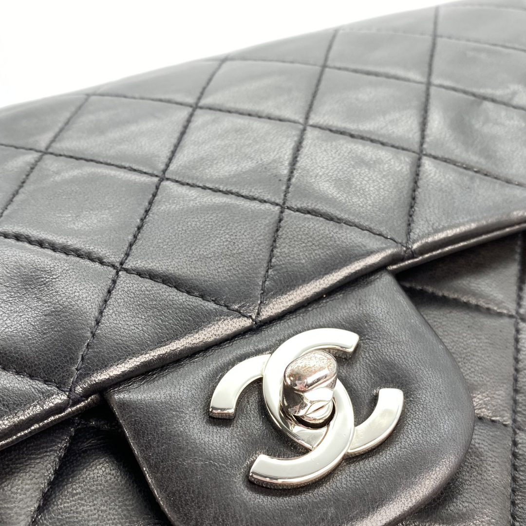 Thiago, 5 Series Medium Black Lambskin Silver Hardware with seal and card