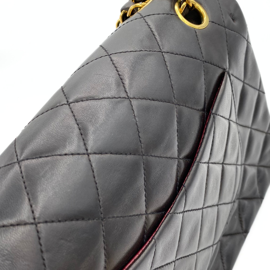 Subaru, 3 Series Medium Classic Flap Black Lambskin with seal and card