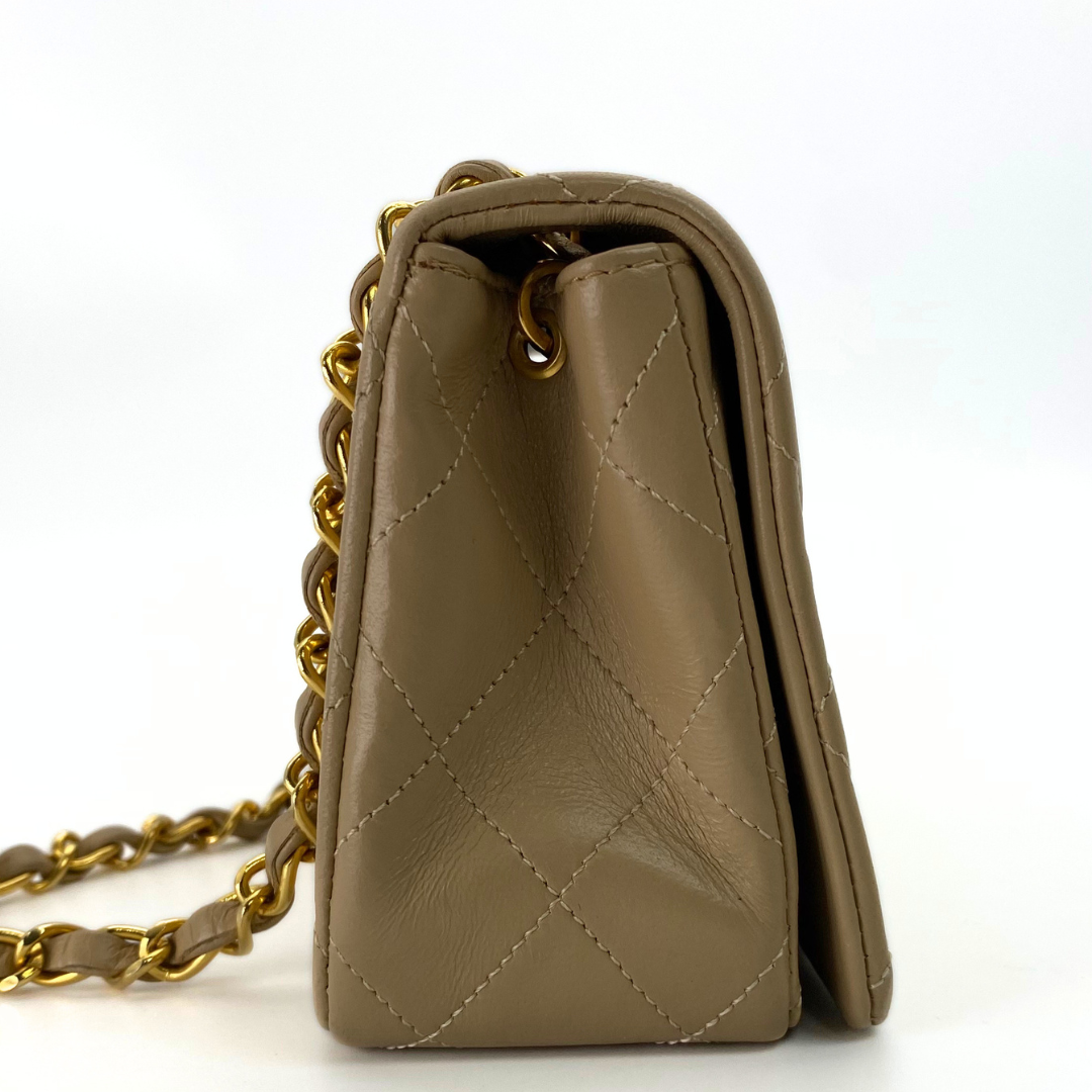 Misaki, 1 Series Mini Full Flap Beige Lambskin with seal and card