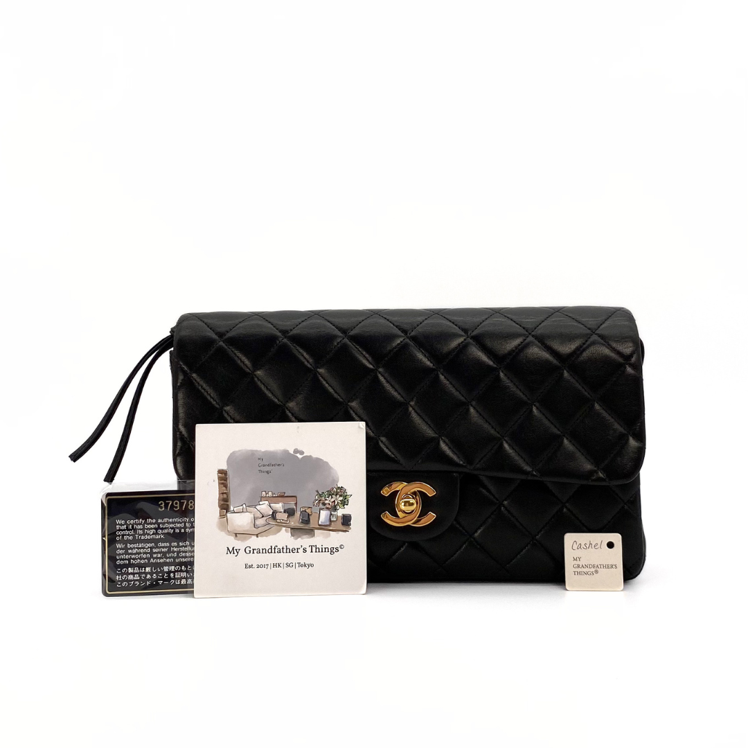 Cashel, 3 Series Matelasse 25 Backpack Black Lambskin with seal and card