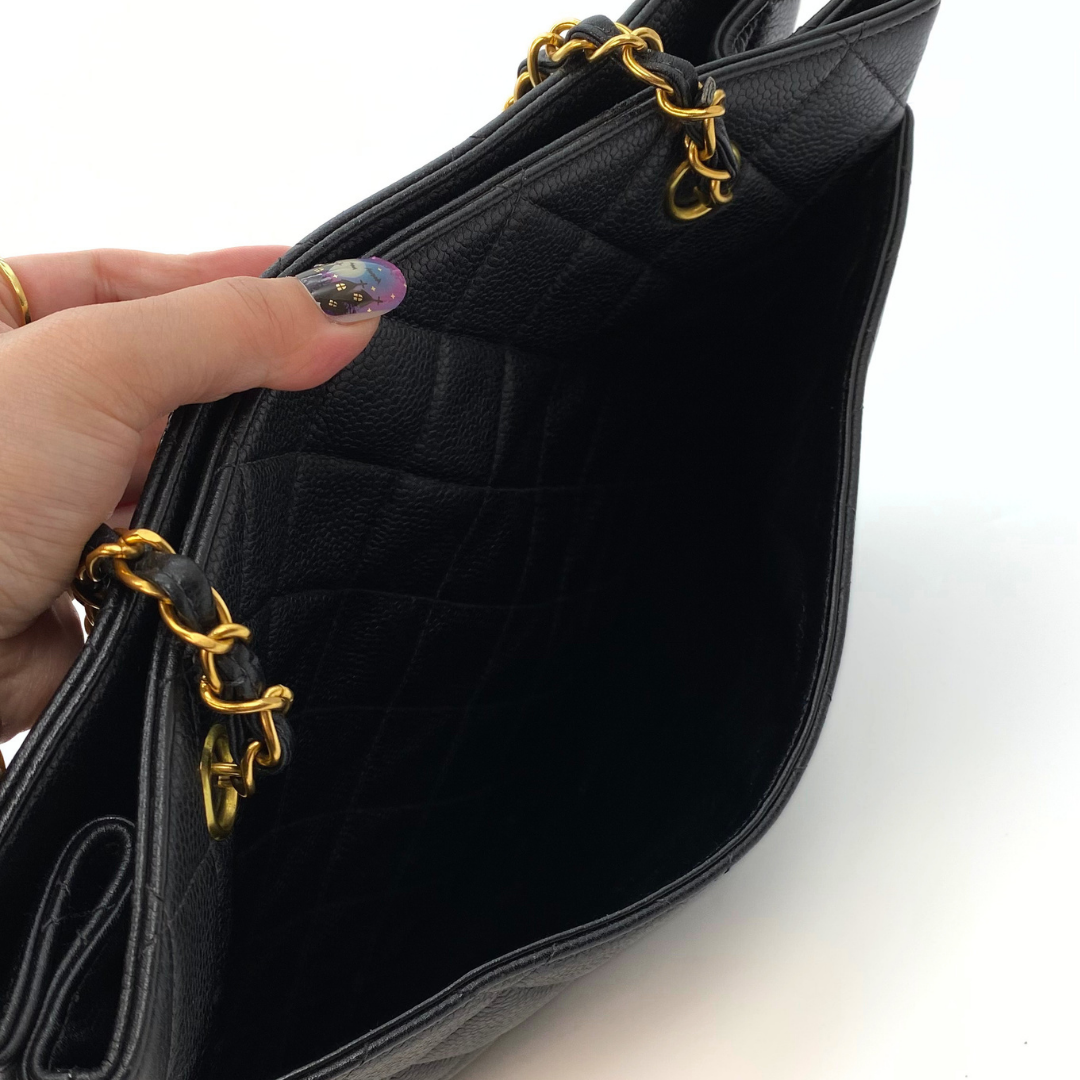 Indira, 4 Series Black Caviar Tote with seal only