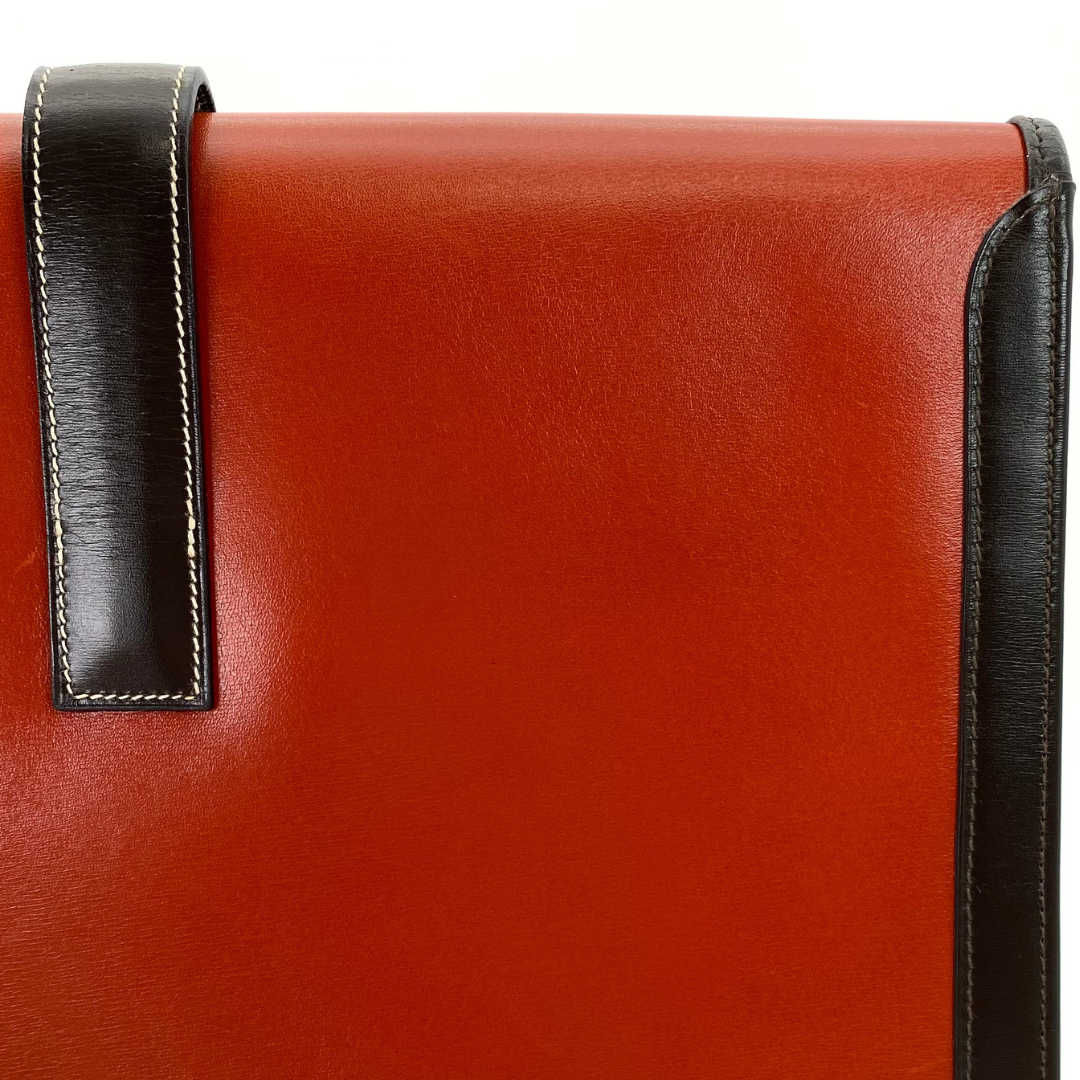 Iyura, 1993 Jige GM Brique Chocolat Boxcalf Clutch with stamp 〇W