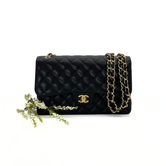 Callahan, 31 Series Jumbo Black Caviar Gold Hardware with seal and card