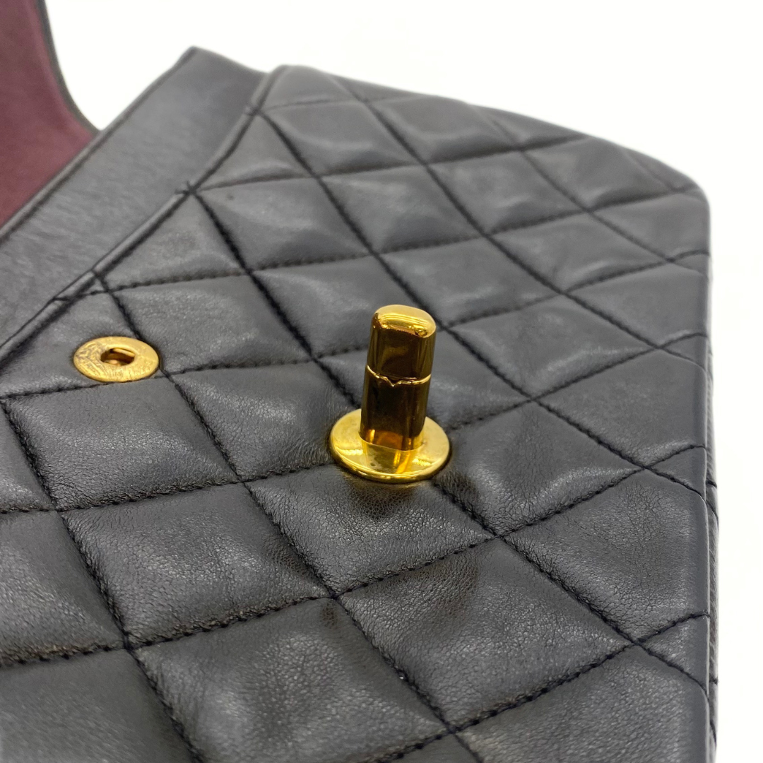 Adara, 3 Series Small Classic Flap Black Lambskin with seal and card