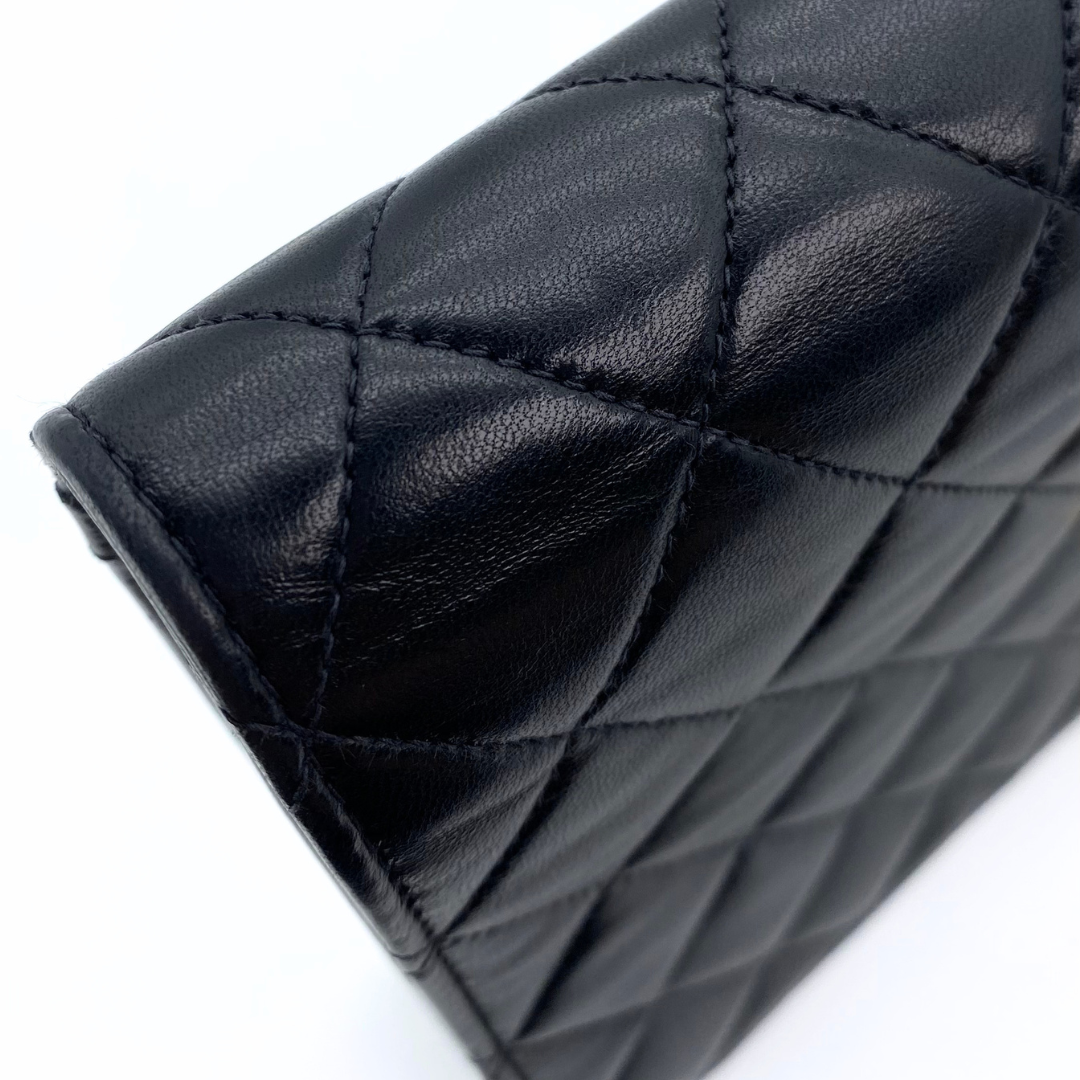 Boris, 6 Series Small Full Flap Black Lambskin with seal and card