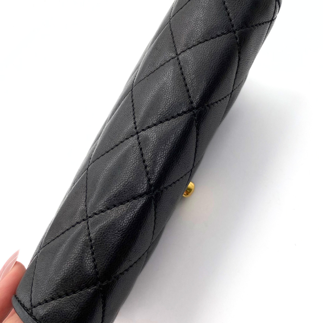 Arina, 3 Series Paris Black Lambskin Wallet On Chain with seal and card