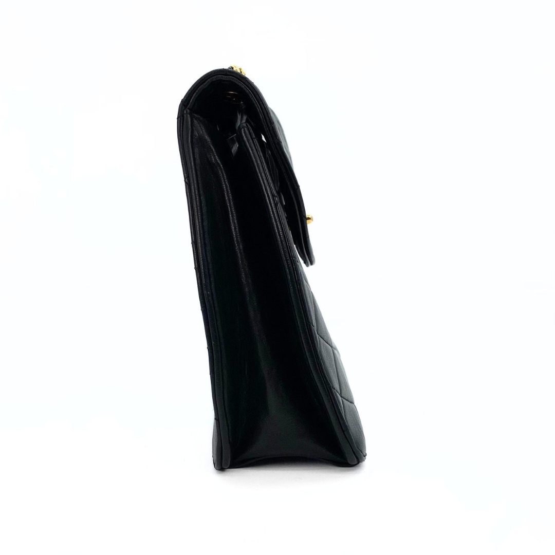 Xarena, 2 Series Curved Stitch Black Lambskin with seal and card