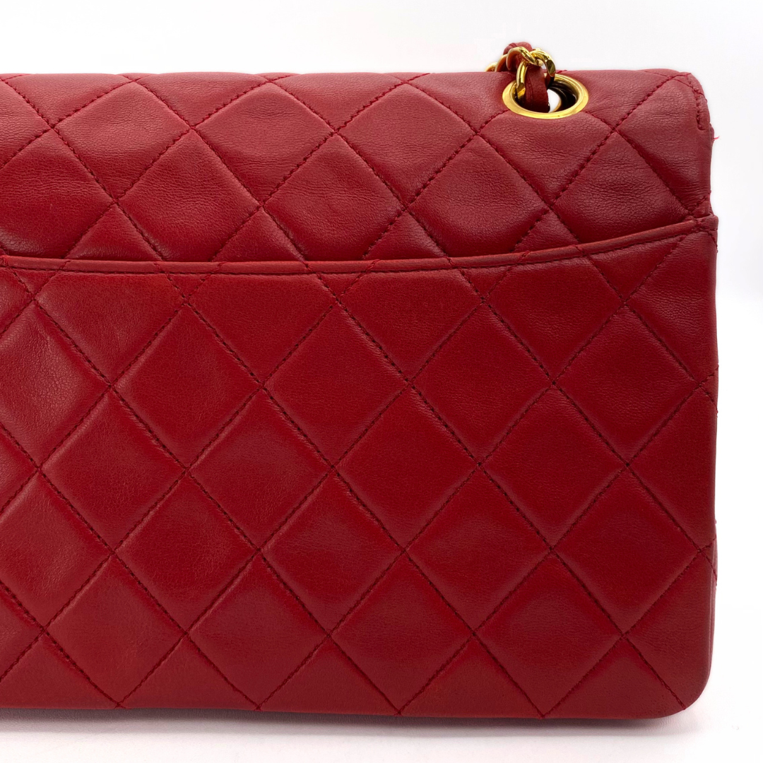 Hiroki, 1 Series Red Lambskin Horizon Flap Gold Hardware with seal only