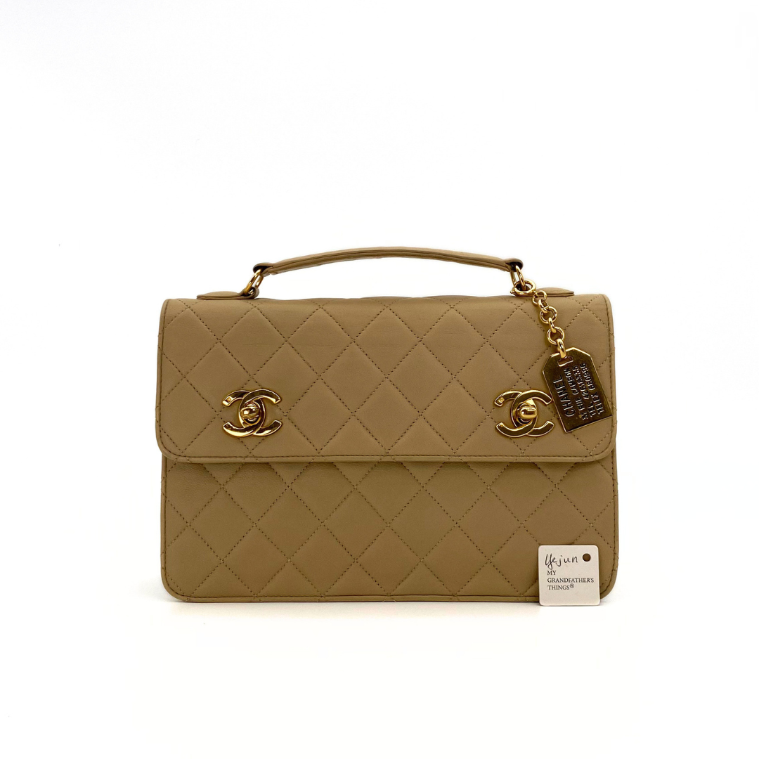 Yejun, 1 Series Double Turn Lock Beige Lambskin with seal and card