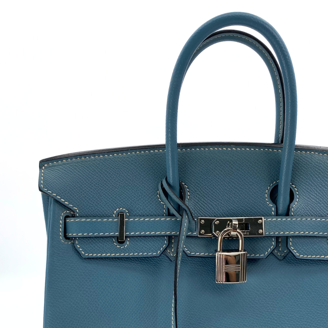 Romilly, 2006 Birkin 25 Blue Jean Veau Epsom Palladium Hardware with stamp □J