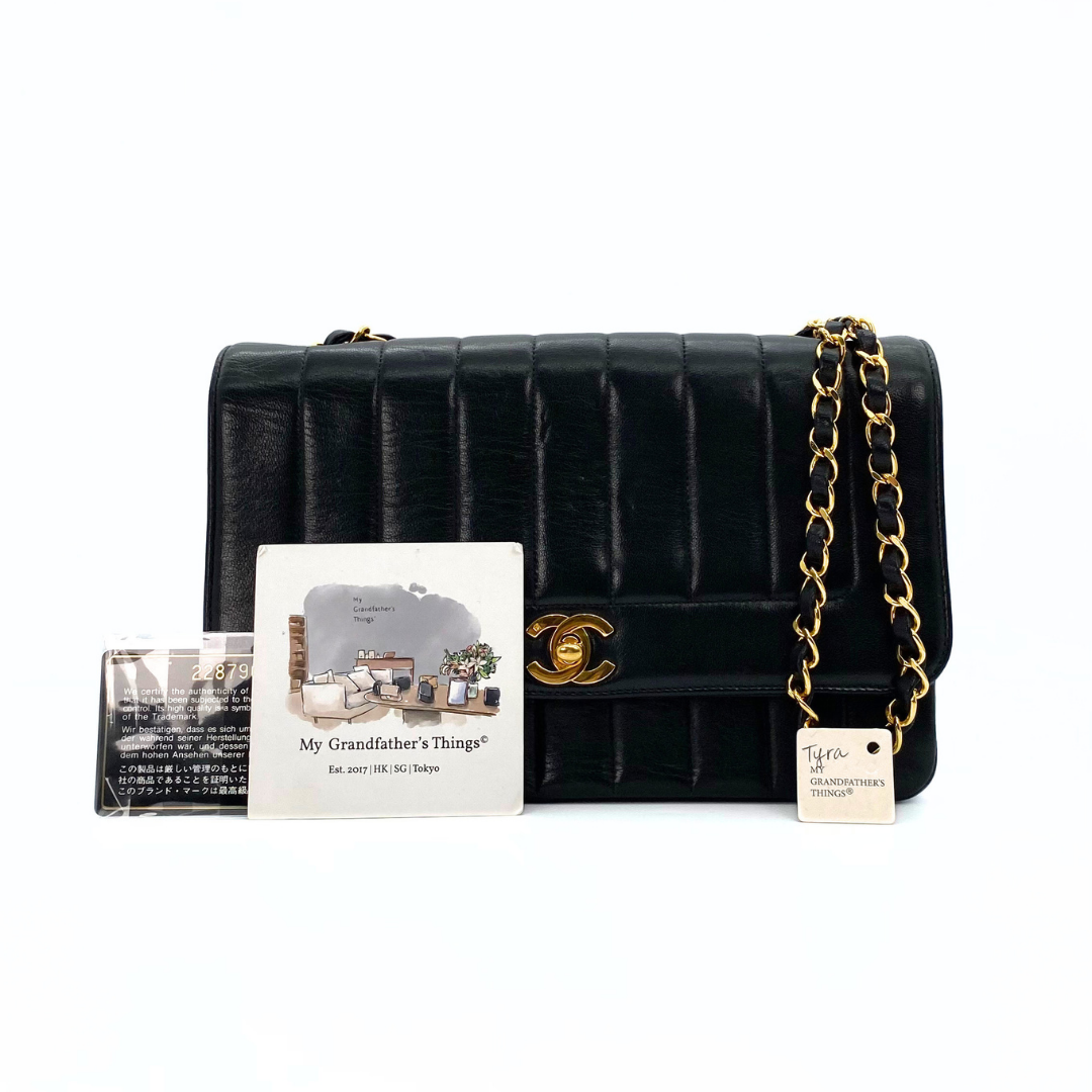 Tyra, 2 Series Mademoiselle Lambskin Small Black with seal and card