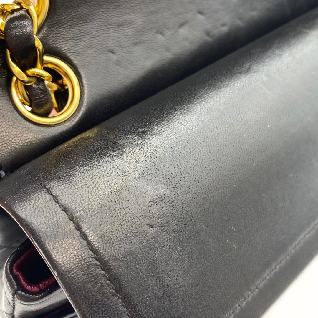Adara, 3 Series Small Classic Flap Black Lambskin with seal and card