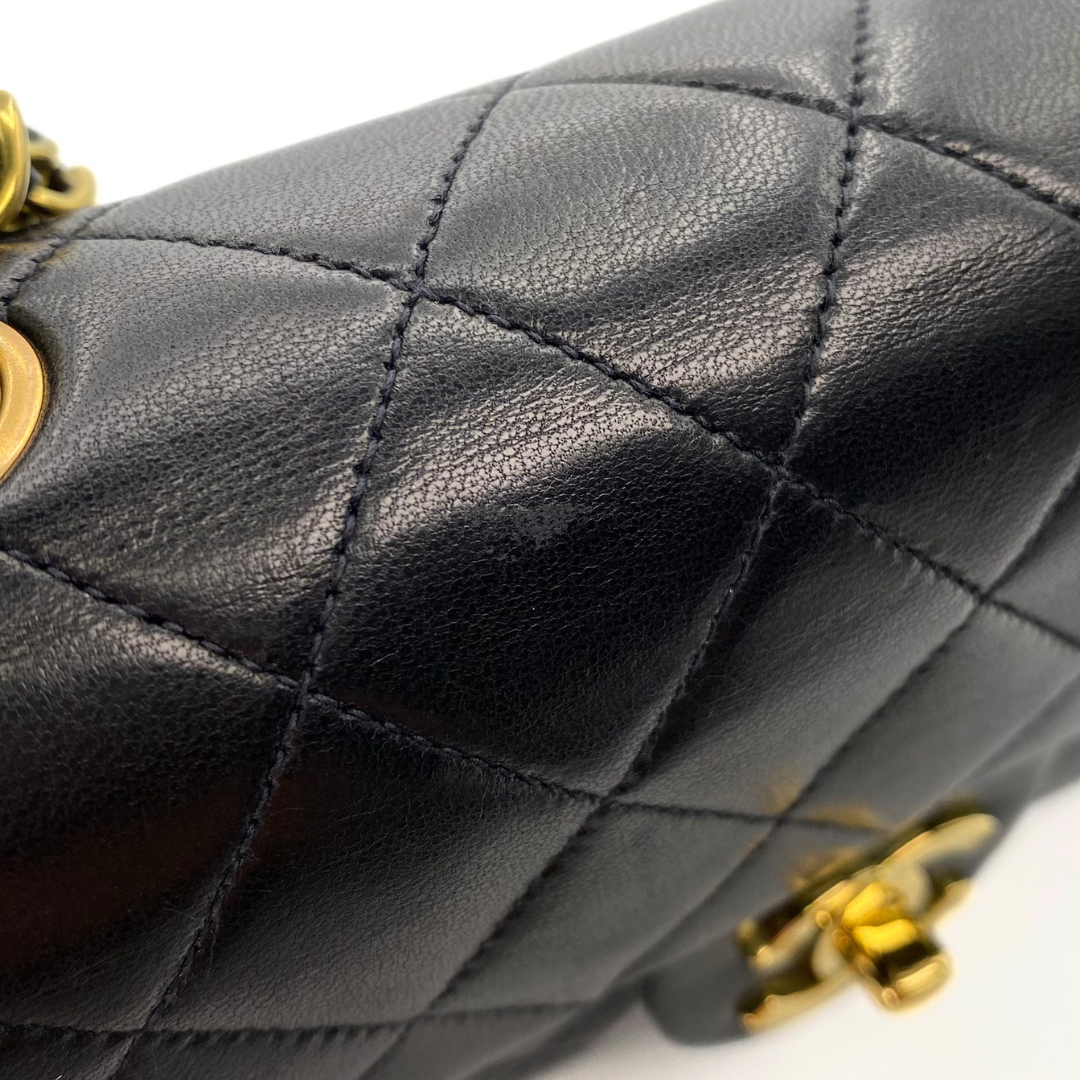 Leander, 3 Series Mini Square 17cm Black Lambskin with seal and card