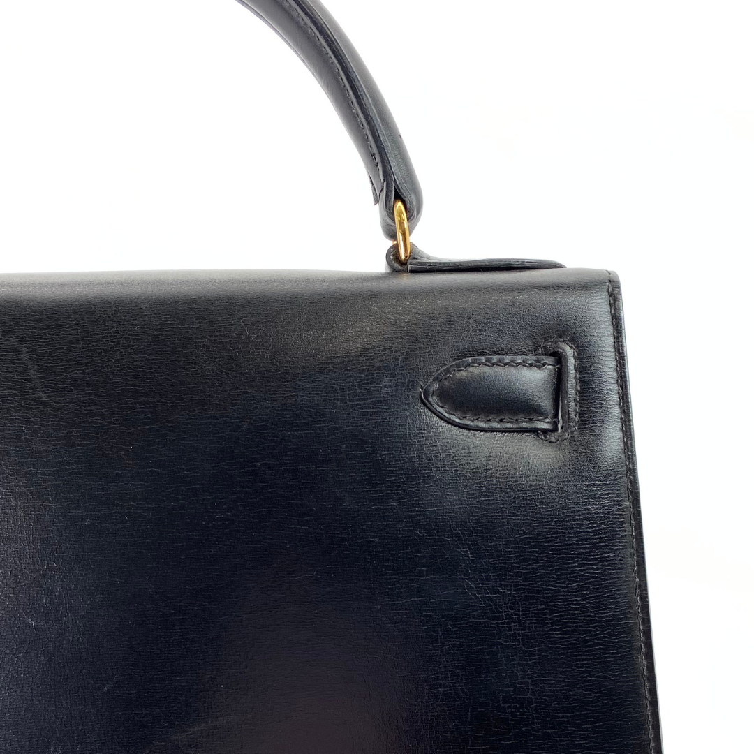 Riko, 1978 Kelly 28 Sellier Black Box Gold Hardware with stamp 〇H