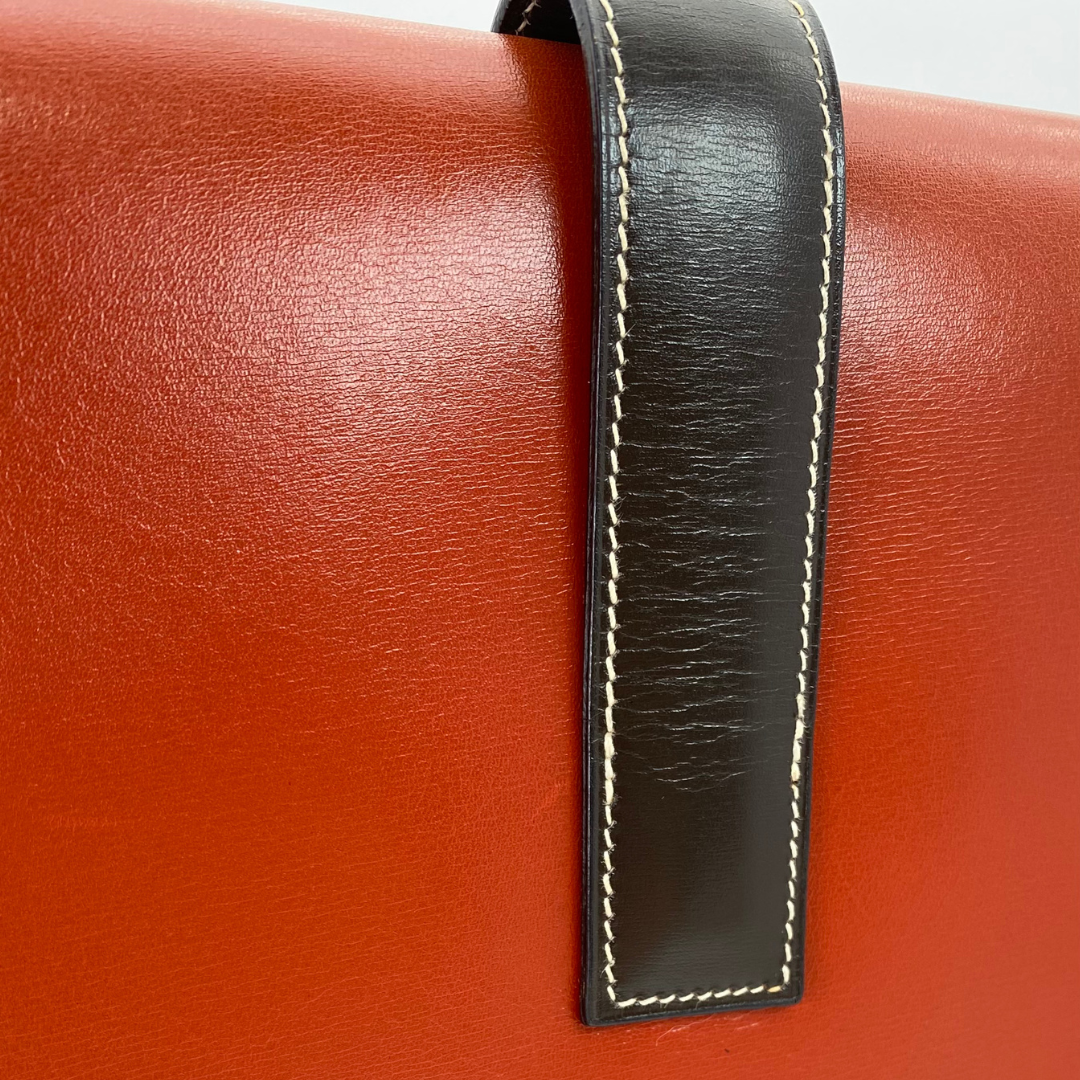 Iyura, 1993 Jige GM Brique Chocolat Boxcalf Clutch with stamp 〇W