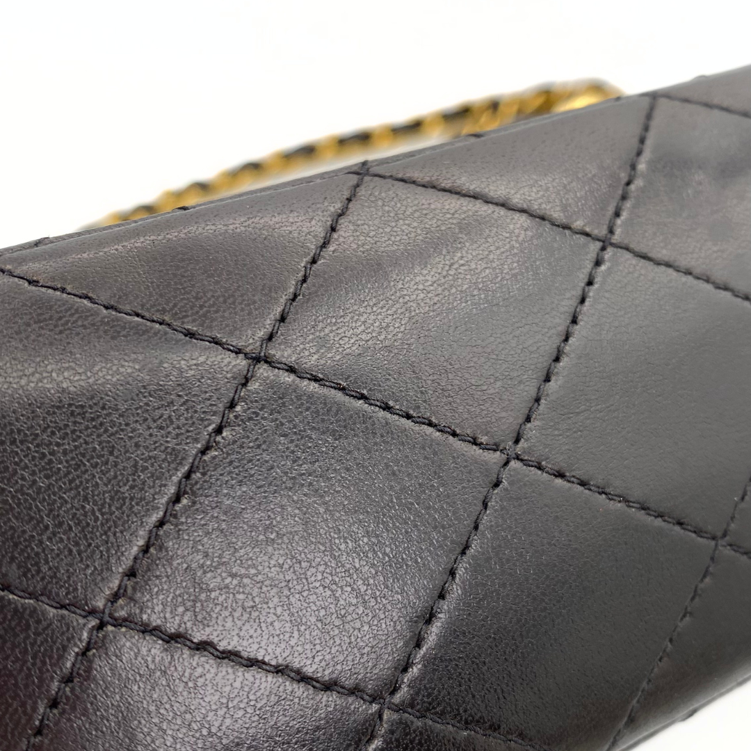 Subaru, 3 Series Medium Classic Flap Black Lambskin with seal and card