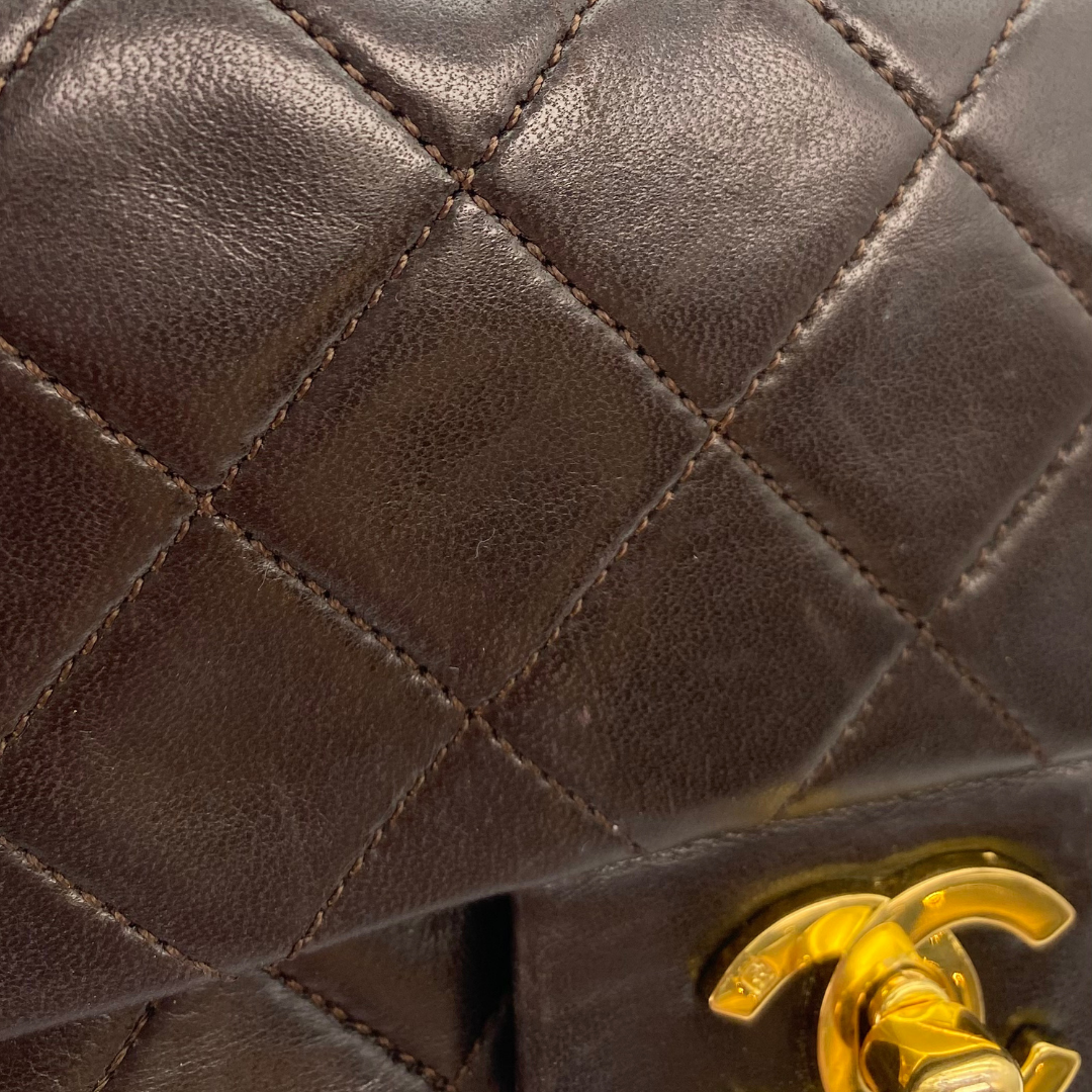 Leandro, 1 Series Small Classic Flap Brown Lambskin with seal only