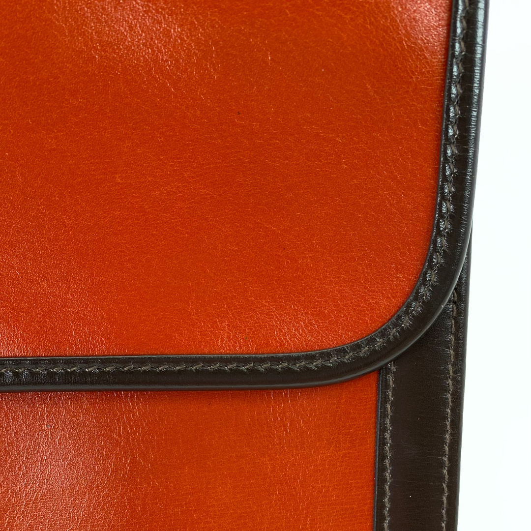 Iyura, 1993 Jige GM Brique Chocolat Boxcalf Clutch with stamp 〇W