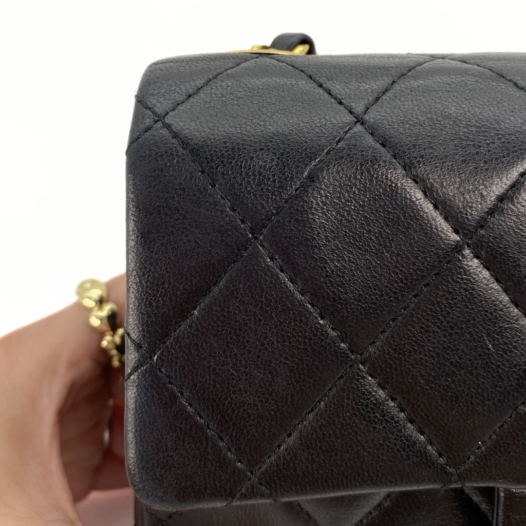 Alora, 0 Series Mini Square 17cm Black Lambskin with seal and card