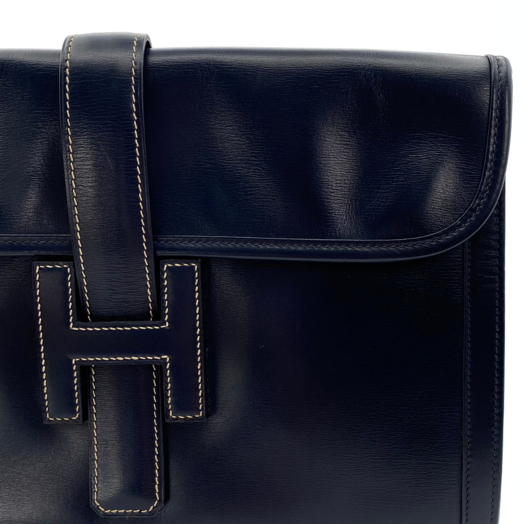 Adriel, 1978 Jige PM Blue Indigo Boxcalf Clutch with stamp 〇H