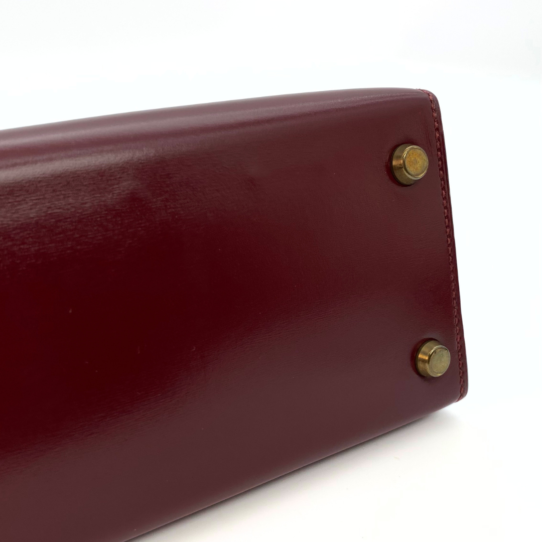 Kumala, 1989 Mini Kelly 20 Boxcalf Rouge Ash with stamp 〇S