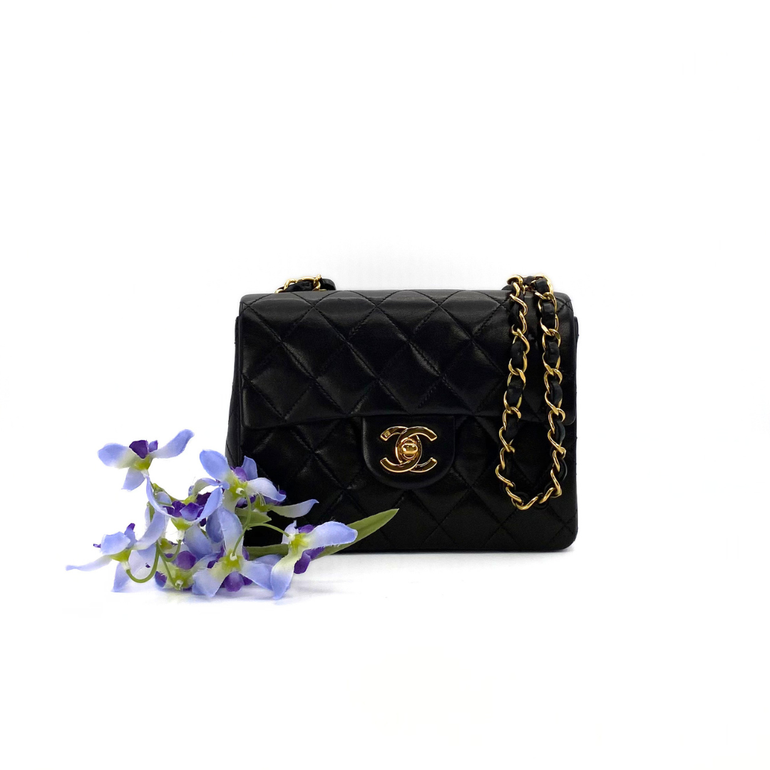 Leander, 3 Series Mini Square 17cm Black Lambskin with seal and card