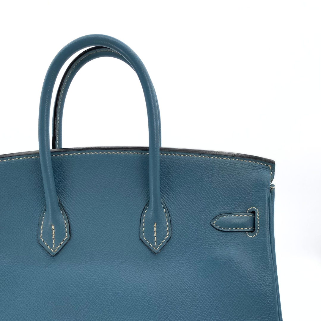 Romilly, 2006 Birkin 25 Blue Jean Veau Epsom Palladium Hardware with stamp □J