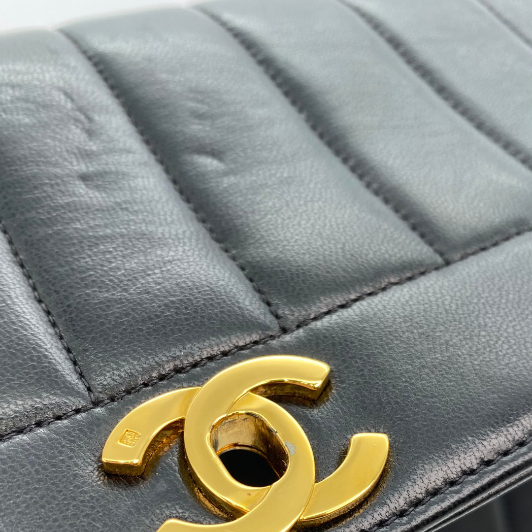 Tyra, 2 Series Mademoiselle Lambskin Small Black with seal and card