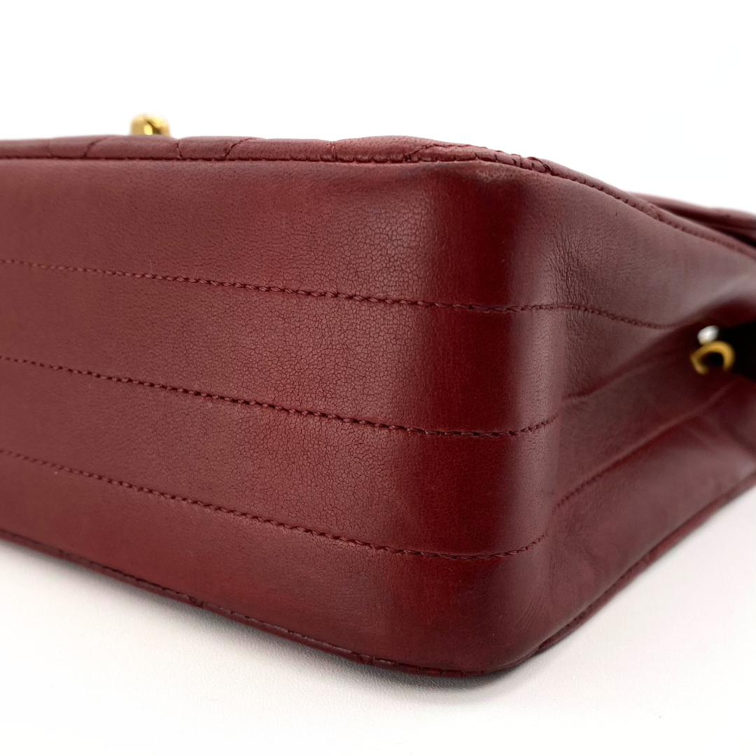 Evren, 1 Series Matelasse Bordeaux Lamb Gold Hardware with seal and card