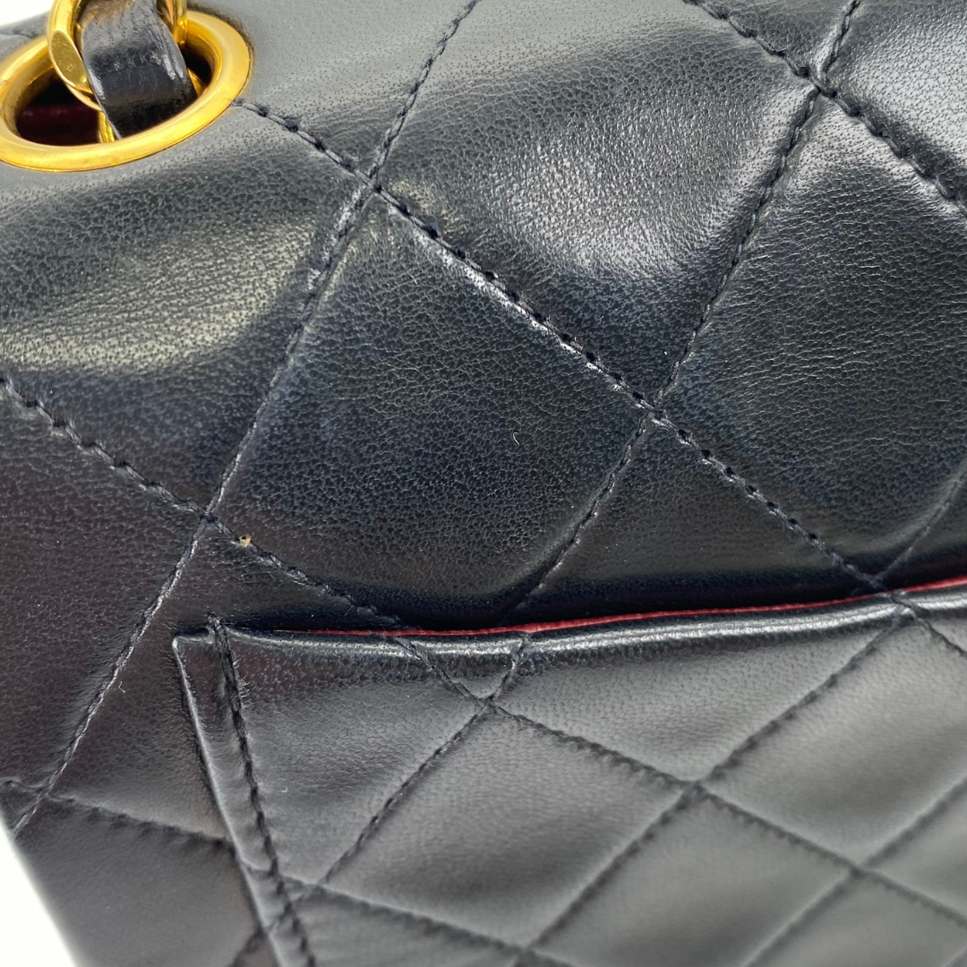 Genji, 2 Series Mini Square 17 Black Lambskin with seal and card