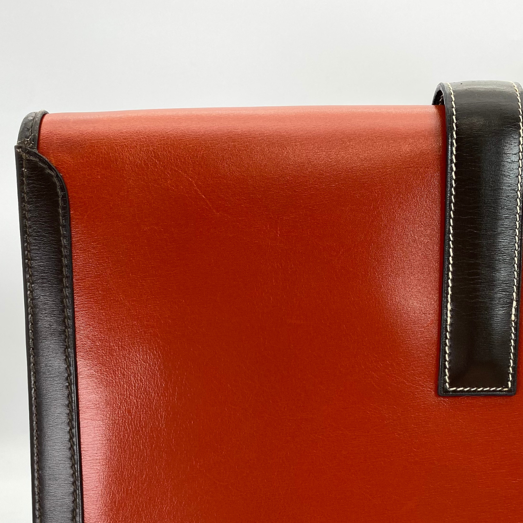 Iyura, 1993 Jige GM Brique Chocolat Boxcalf Clutch with stamp 〇W