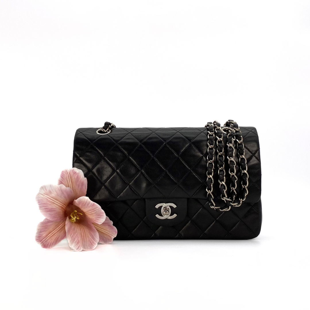 Thiago, 5 Series Medium Black Lambskin Silver Hardware with seal and card