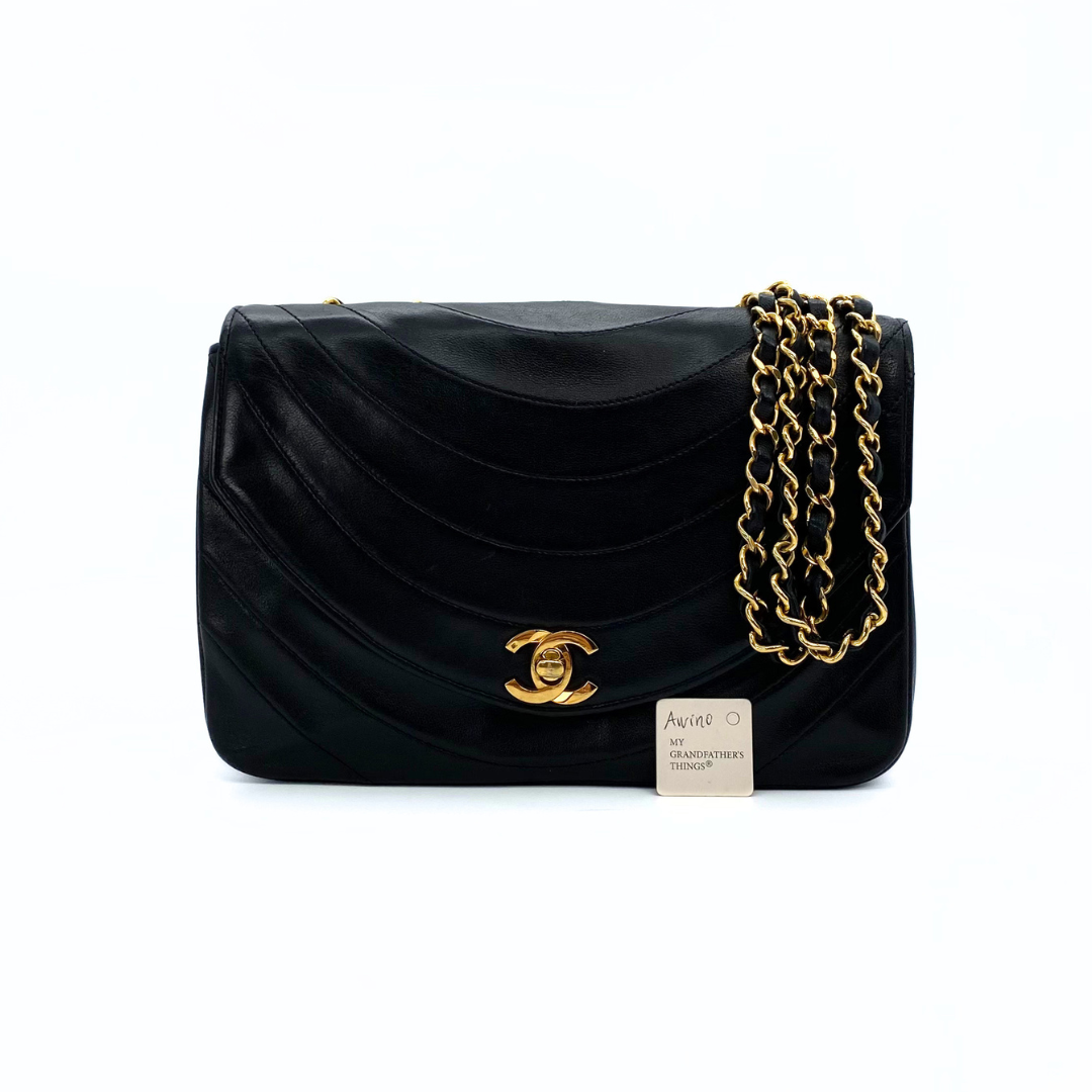 Awino, 1 Series Wave Stitch Black Lambskin with seal only