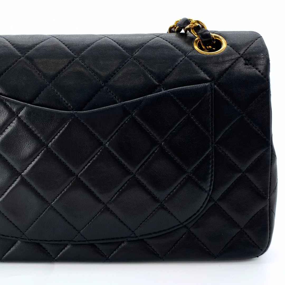 Gleb, 2 Series Small Classic Flap Black Lambskin with seal and card