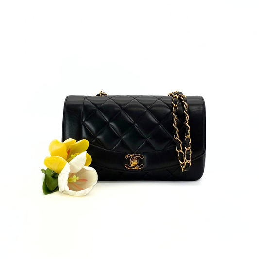 Issei, 2 Series Small Diana Black Lambskin with seal and card