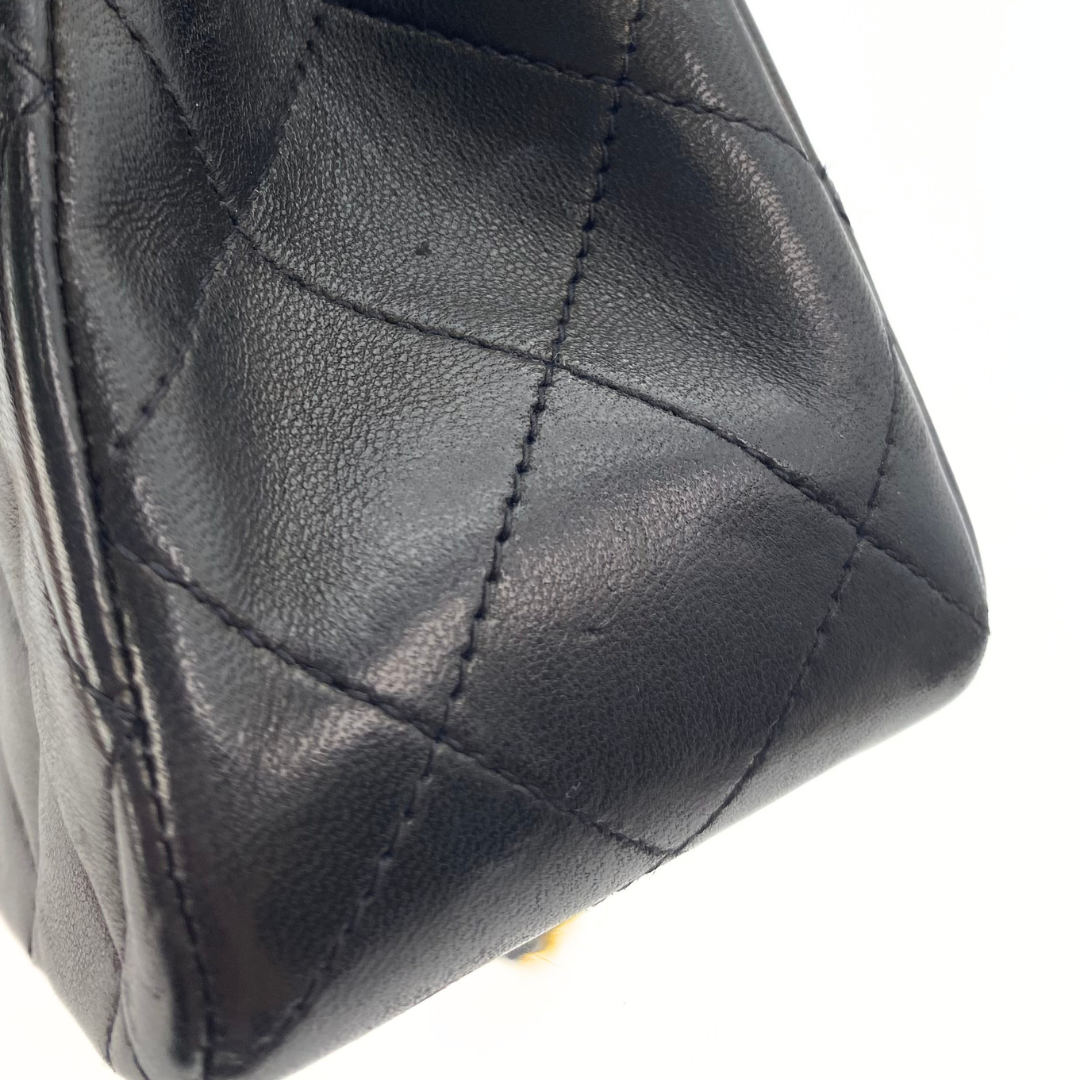 Adara, 3 Series Small Classic Flap Black Lambskin with seal and card