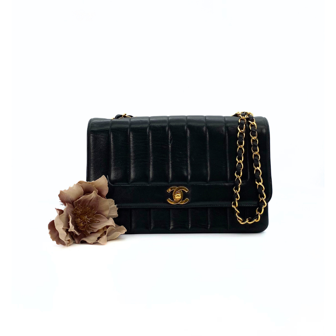 Tyra, 2 Series Mademoiselle Lambskin Small Black with seal and card