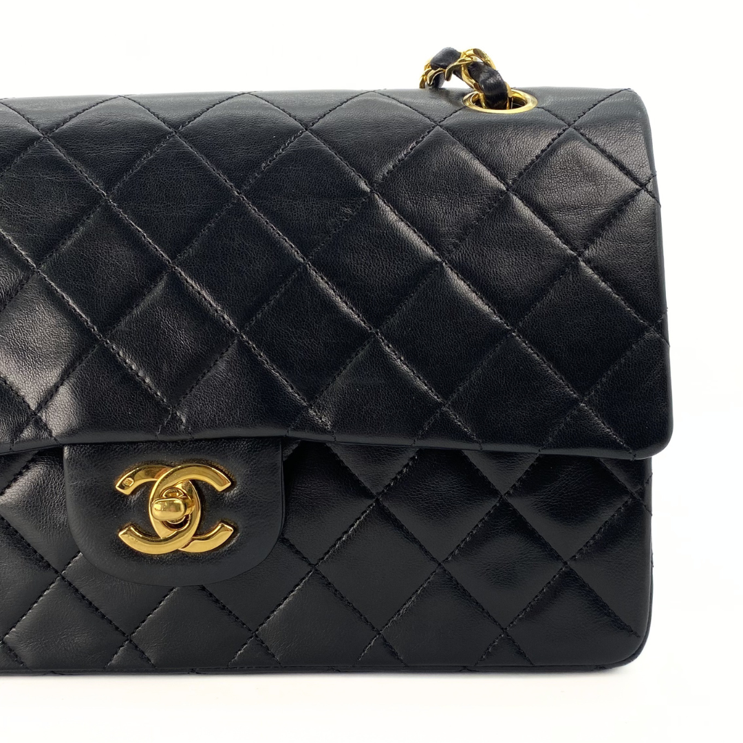 Bodhi, 0 Series Medium Classic Flap Black Lambskin with seal and card