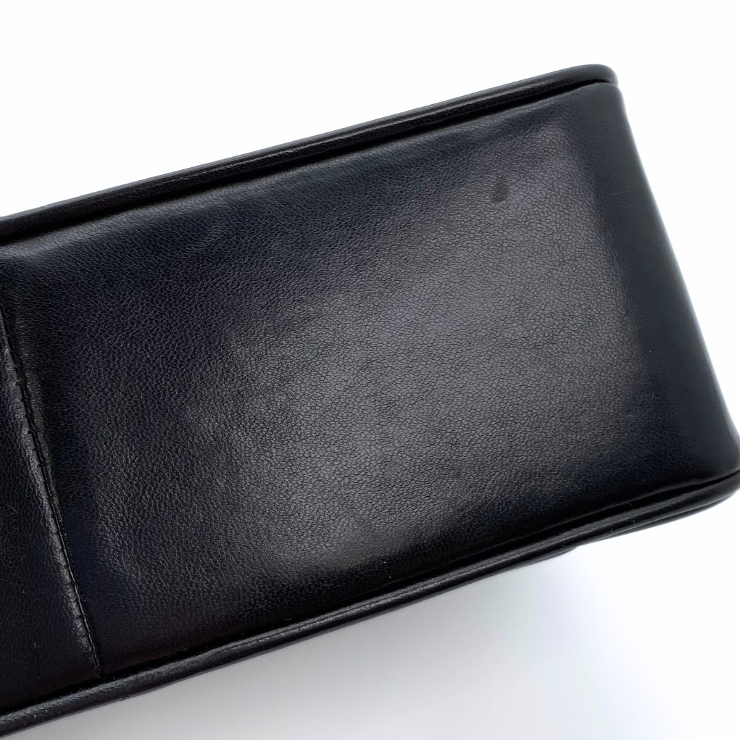 Eunho, 2 Series Single Flap Chevron Black Lambskin with seal and card