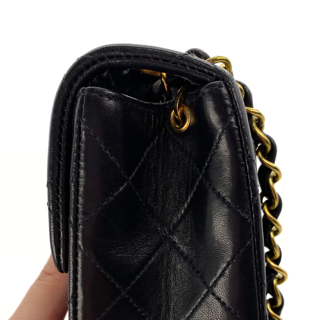 Leander, 3 Series Mini Square 17cm Black Lambskin with seal and card