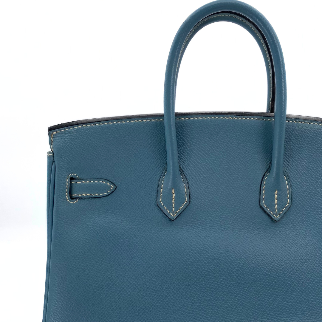 Romilly, 2006 Birkin 25 Blue Jean Veau Epsom Palladium Hardware with stamp □J