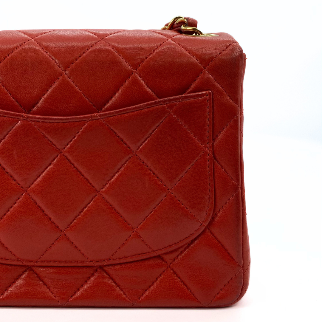 Lola, 6 Series Mini Square 17 Red Lambskin with seal only