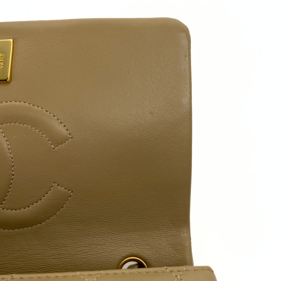 Misaki, 1 Series Mini Full Flap Beige Lambskin with seal and card