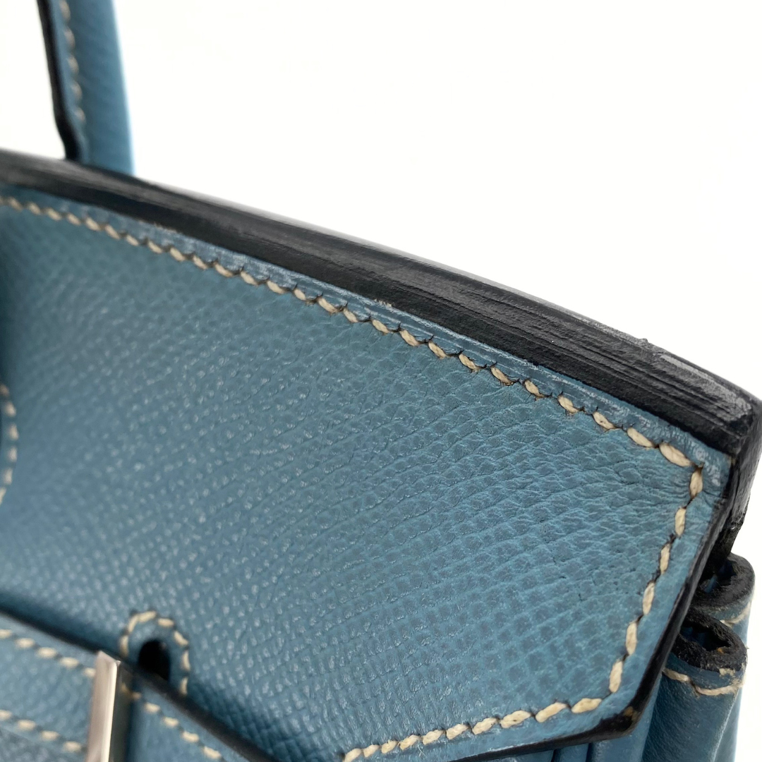 Romilly, 2006 Birkin 25 Blue Jean Veau Epsom Palladium Hardware with stamp □J